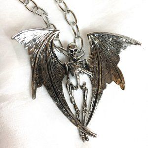 Mythical Winged Skeleton Creature Necklace